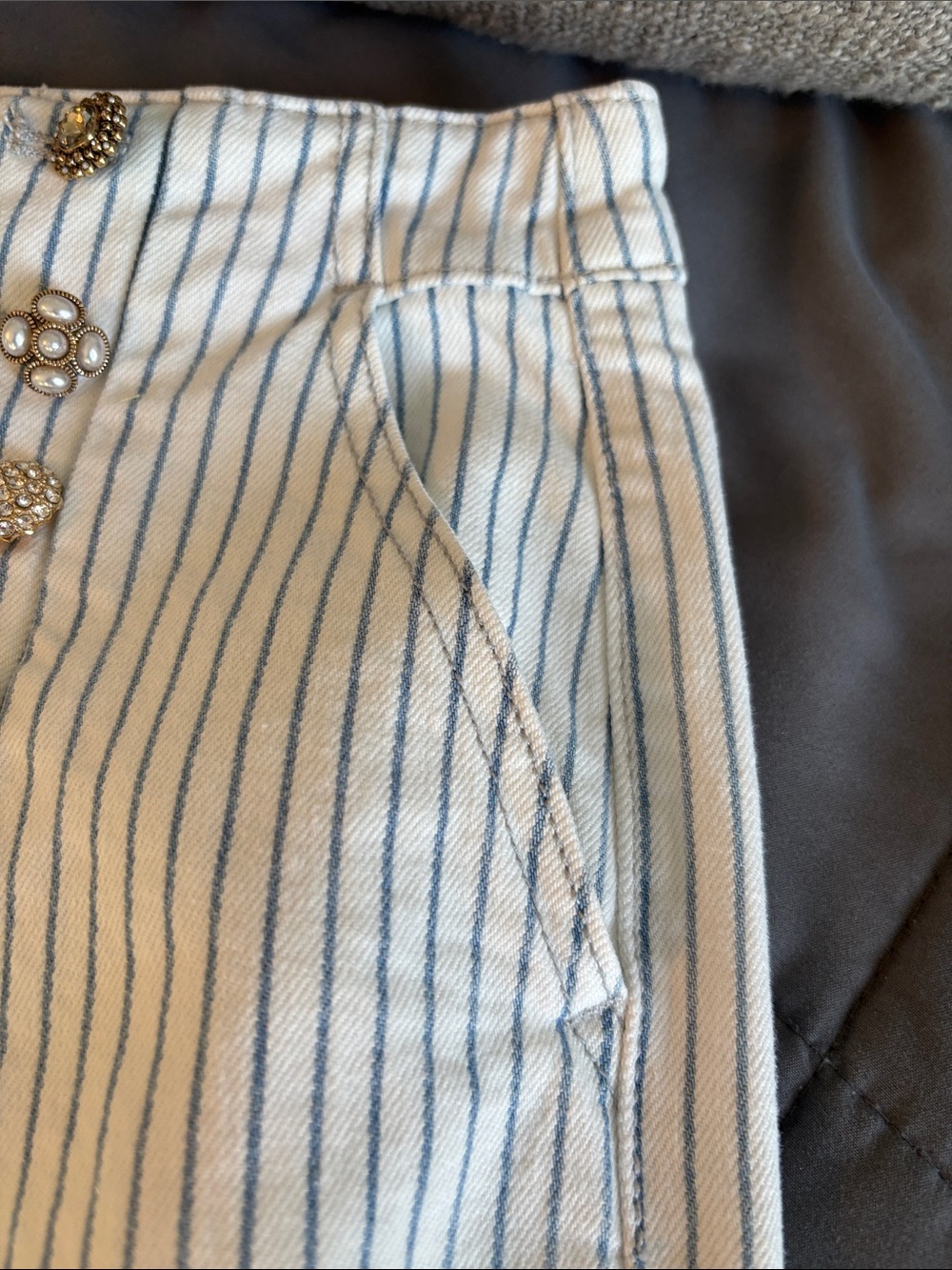 Wide Leg Striped Sailor Pants - Blue & White KanCan Elora Denim Jeans Pearl 24 1 - Picture 7 of 12